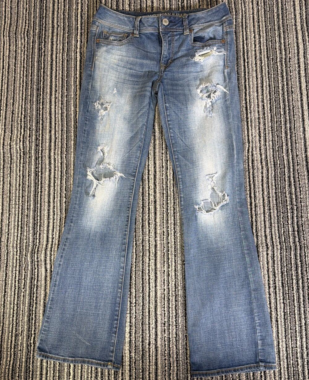 AMERICAN EAGLE Jeans Womens 8 Blue KICK BOOT Super Stretch . Spot. 2013